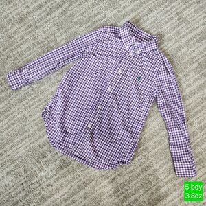 Ralph Lauren boy's gingham long sleeve button down shirt top purple size 5